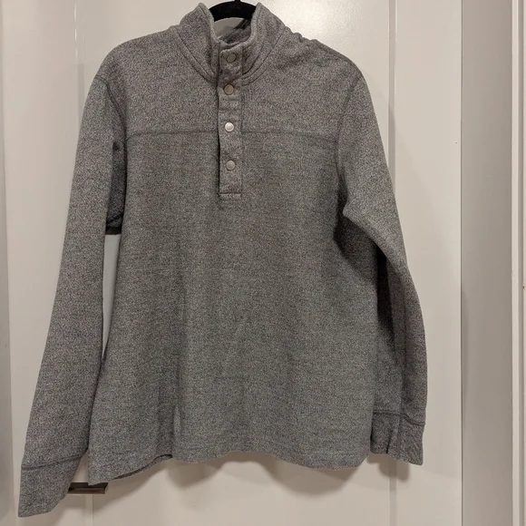 Reigning Champ Mélange Loopback 1/2 Half-Placket Snap Button Heathered Grey M - Picture 4 of 14